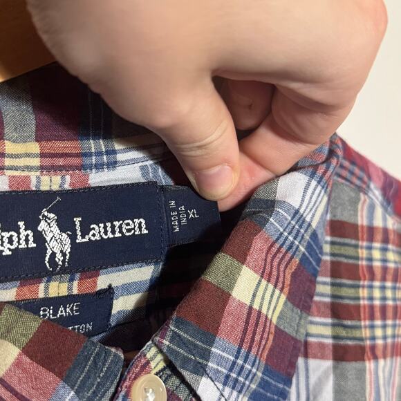 Vintage Men's Size XL Blake 100% Cotton Plaid Short Sleeve Polo Ralph Lauren - Picture 5 of 6